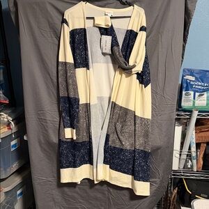 LuLaRoe Blue and Cream Block Cardigan